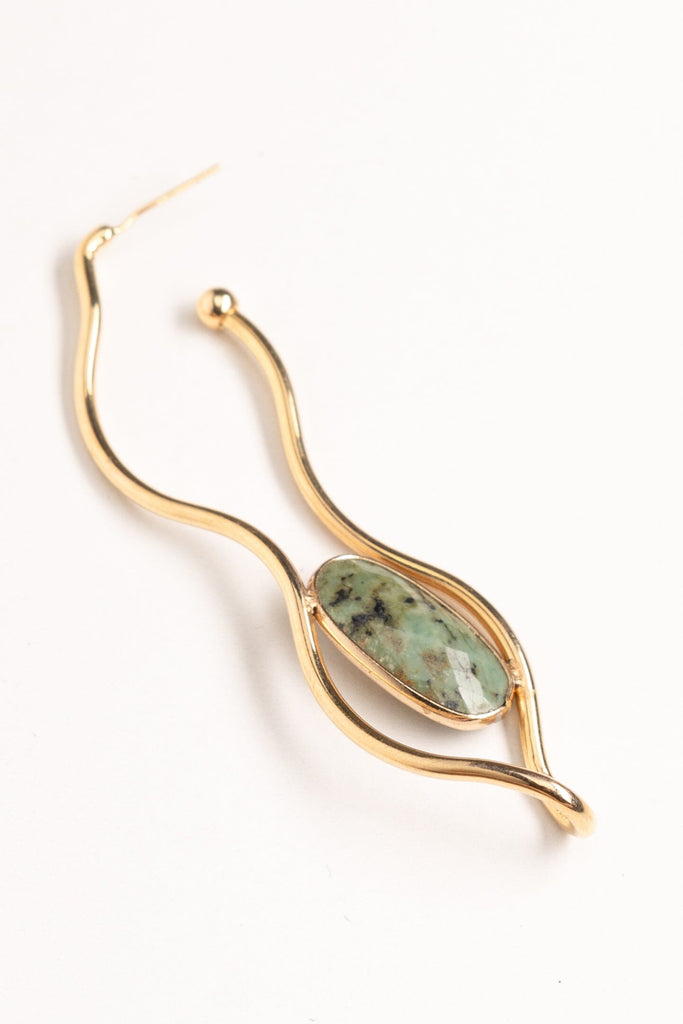 Gold Curved Amazonite Earrings - Nakamol