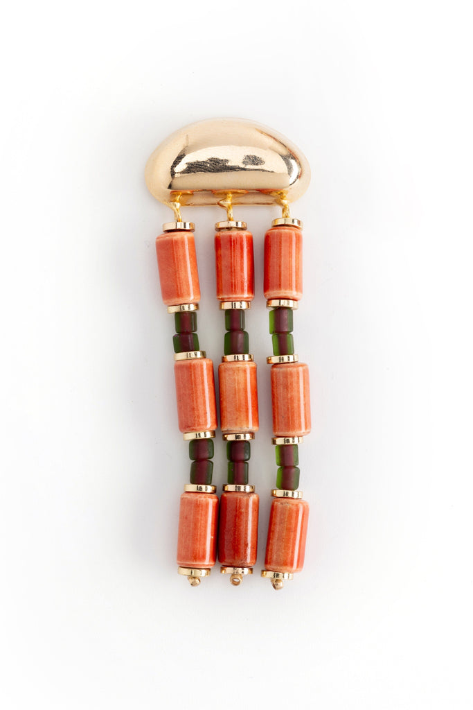 Orange Fringe Beaded Earrings - Nakamol