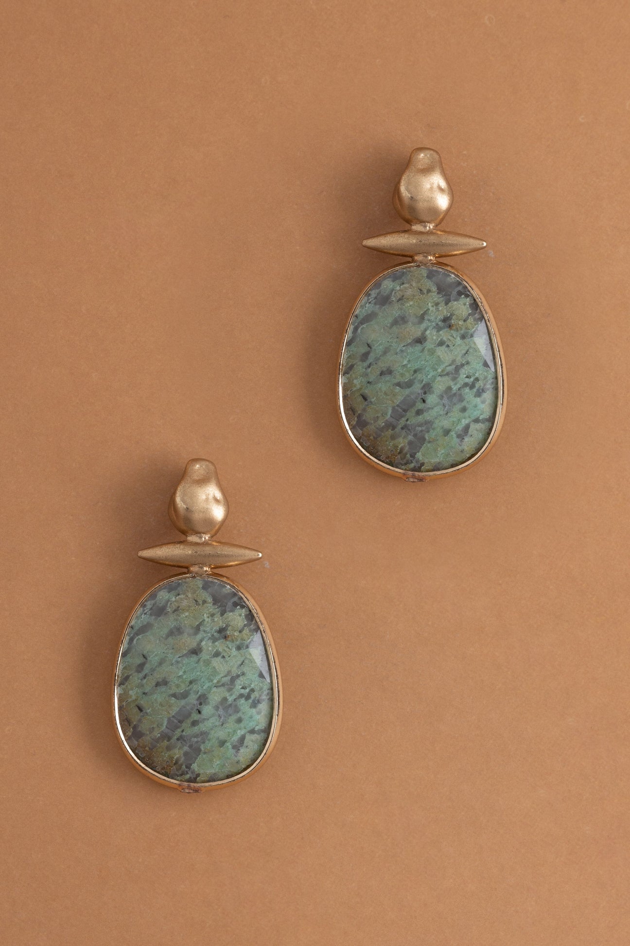 Amazonite Gold Bezel Earrings - Nakamol