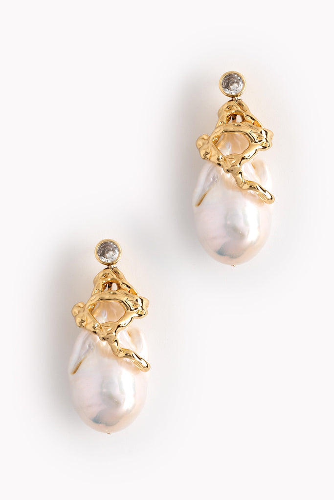 Geometric Pearl Stud Earrings - Nakamol
