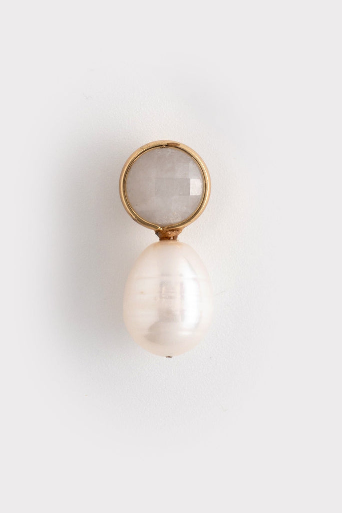 White Pearl Moonstone Drop Earrings - Nakamol