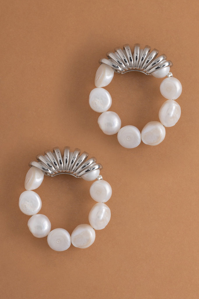 White Pearl Sphere Earrings - Nakamol
