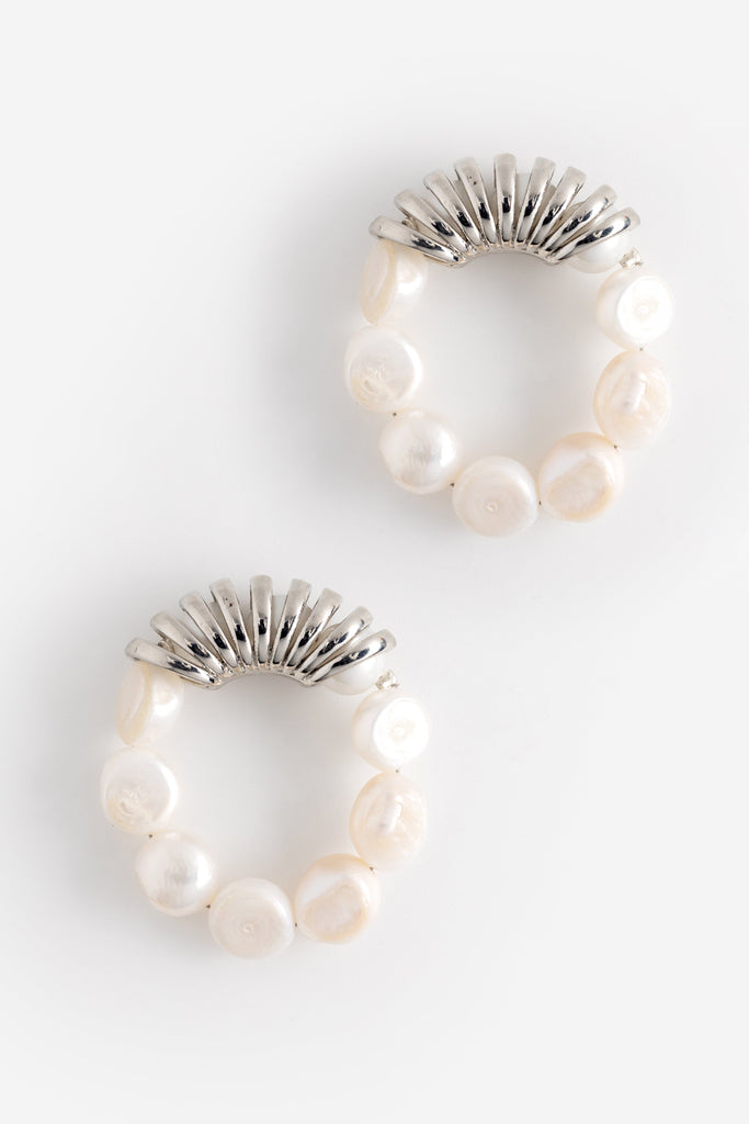 White Pearl Sphere Earrings - Nakamol