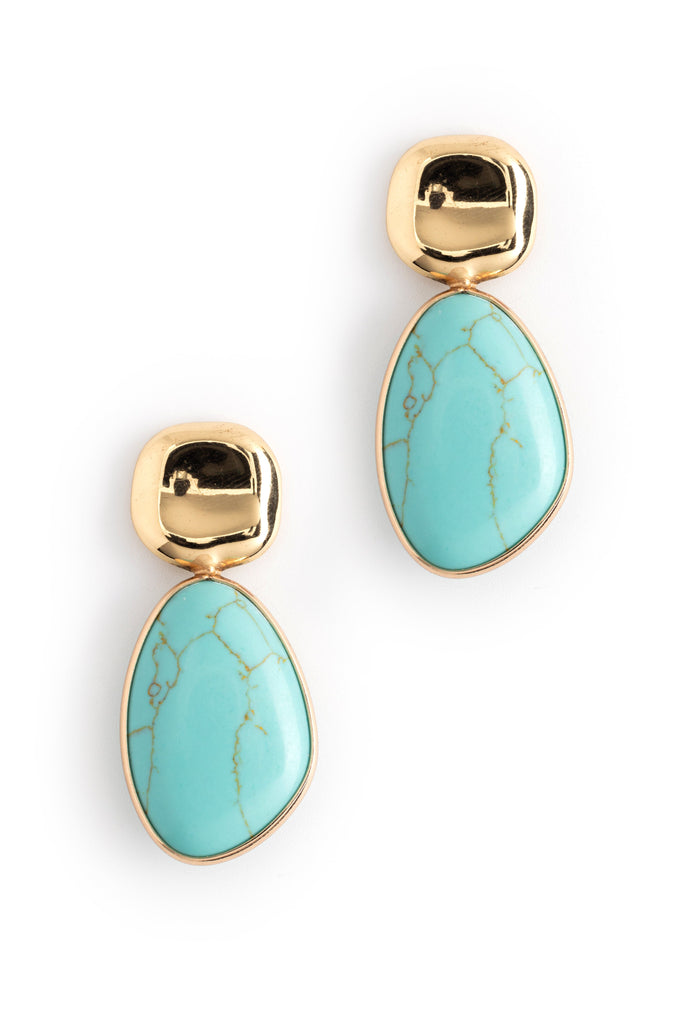 Turquoise Gold Drop Earrings - Nakamol
