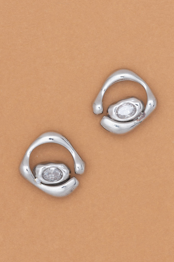 Rhodium Bezel Small Earrings - Nakamol