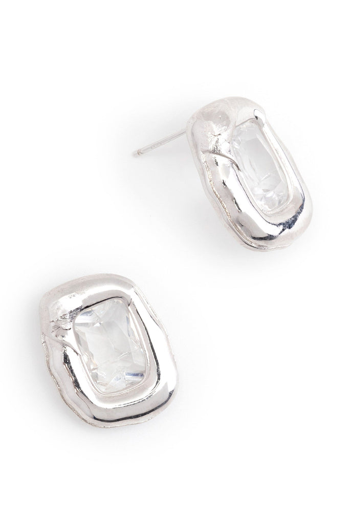 Crystal Geo Rhodium Earrings - Nakamol