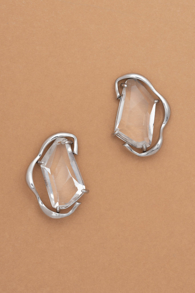 Chunky Clear Crystal Earrings - Nakamol