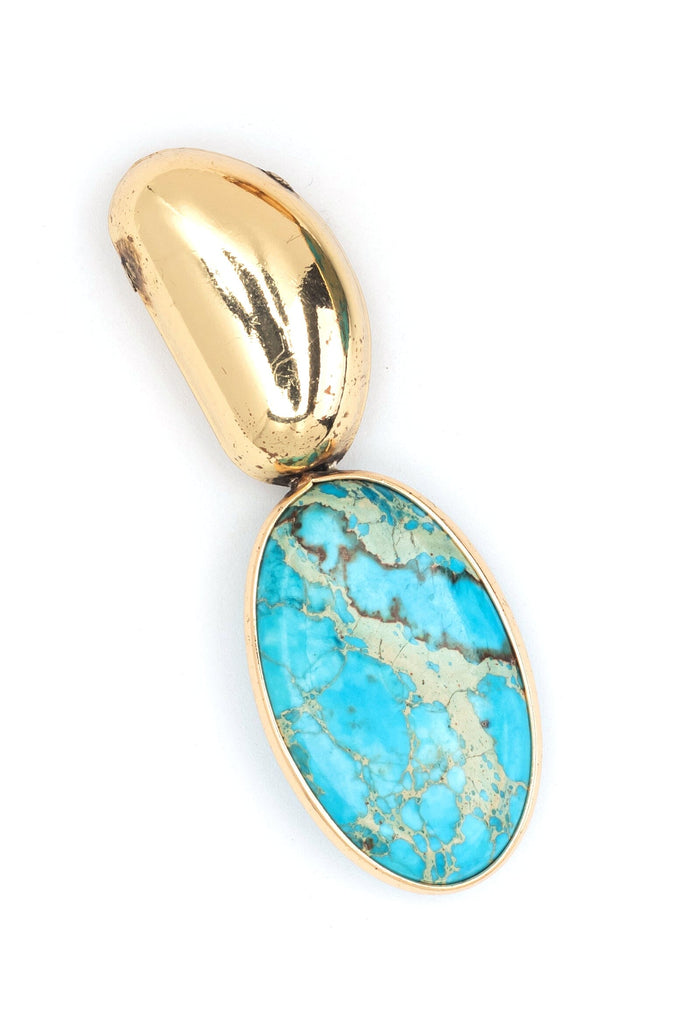 Gold Bean Turquoise Drop Earrings - Nakamol