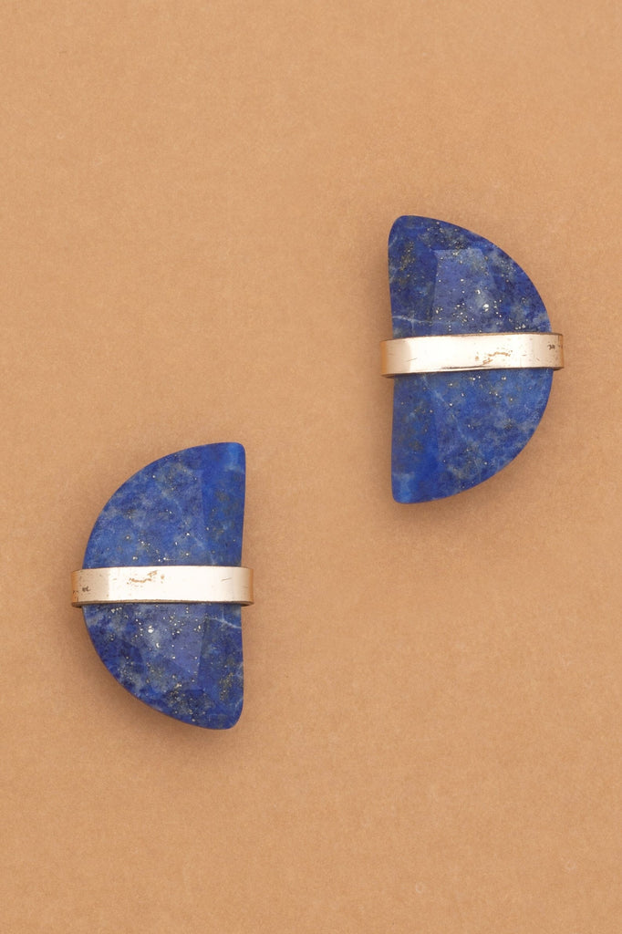 Lapis Half Moon Earrings - Nakamol
