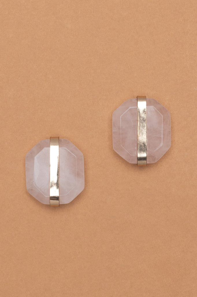 Chunky Rose Quartz Earrings - Nakamol