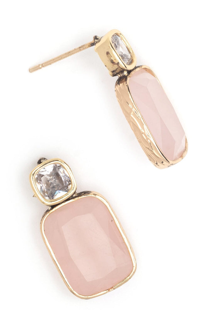 Baguette Rose Quartz Earrings - Nakamol