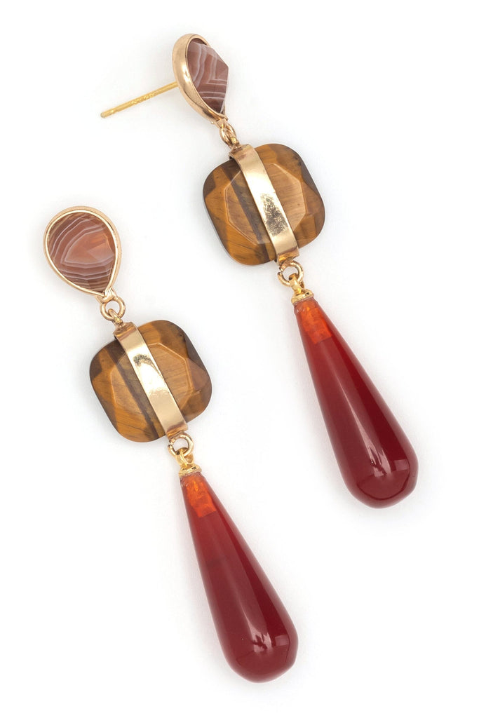 Geo Stone Drop Earrings - Nakamol