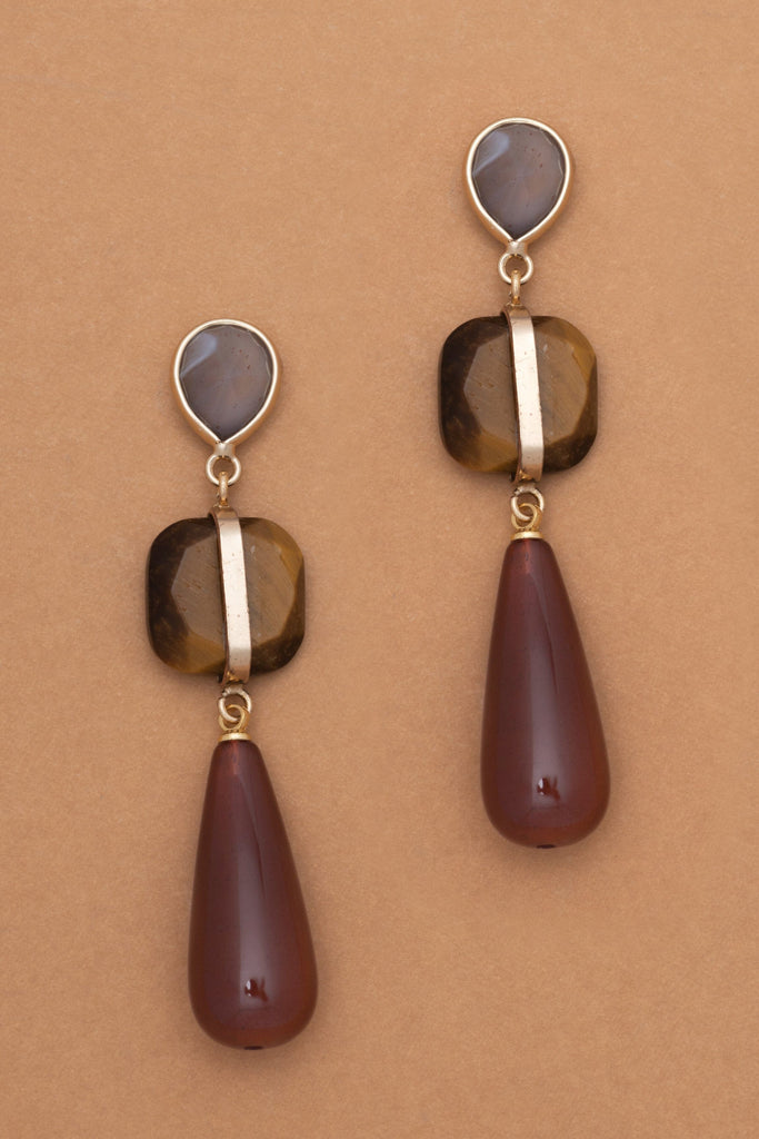 Geo Stone Drop Earrings - Nakamol
