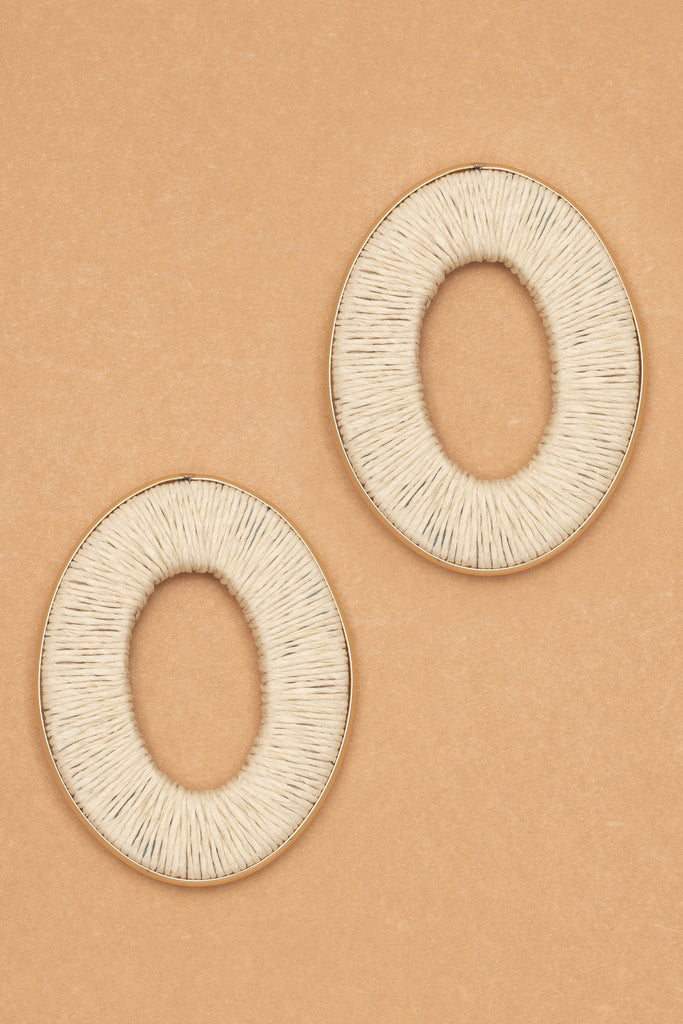 CREAM TEXTURED HOLLOW OVAL EARRINGS - Nakamol