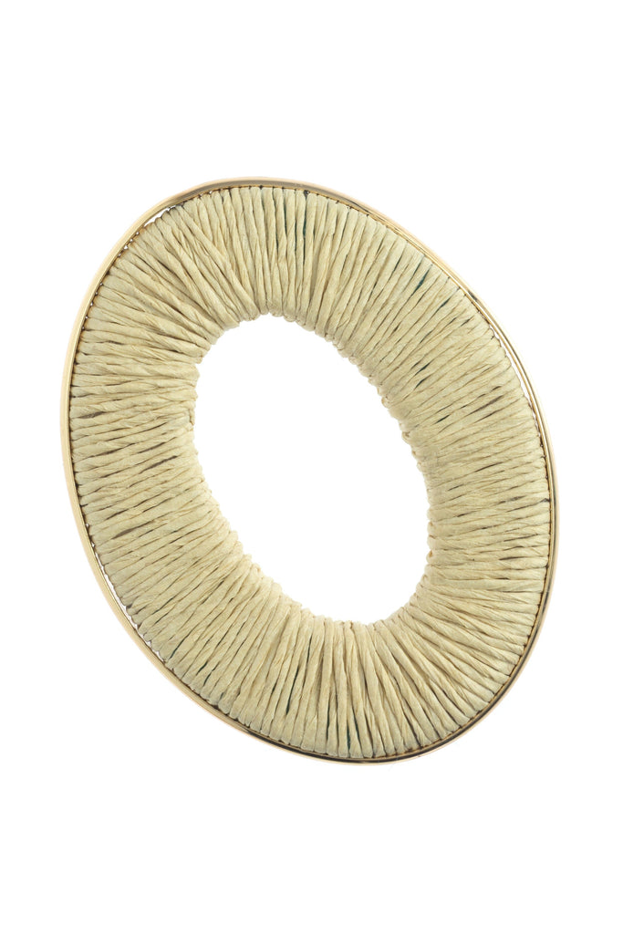 CREAM TEXTURED HOLLOW OVAL EARRINGS - Nakamol