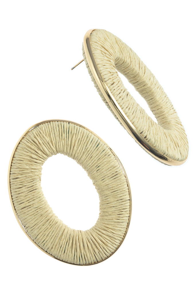 CREAM TEXTURED HOLLOW OVAL EARRINGS - Nakamol