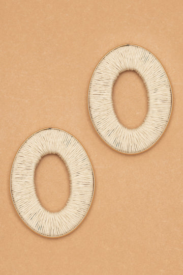 CREAM TEXTURED HOLLOW OVAL EARRINGS - Nakamol