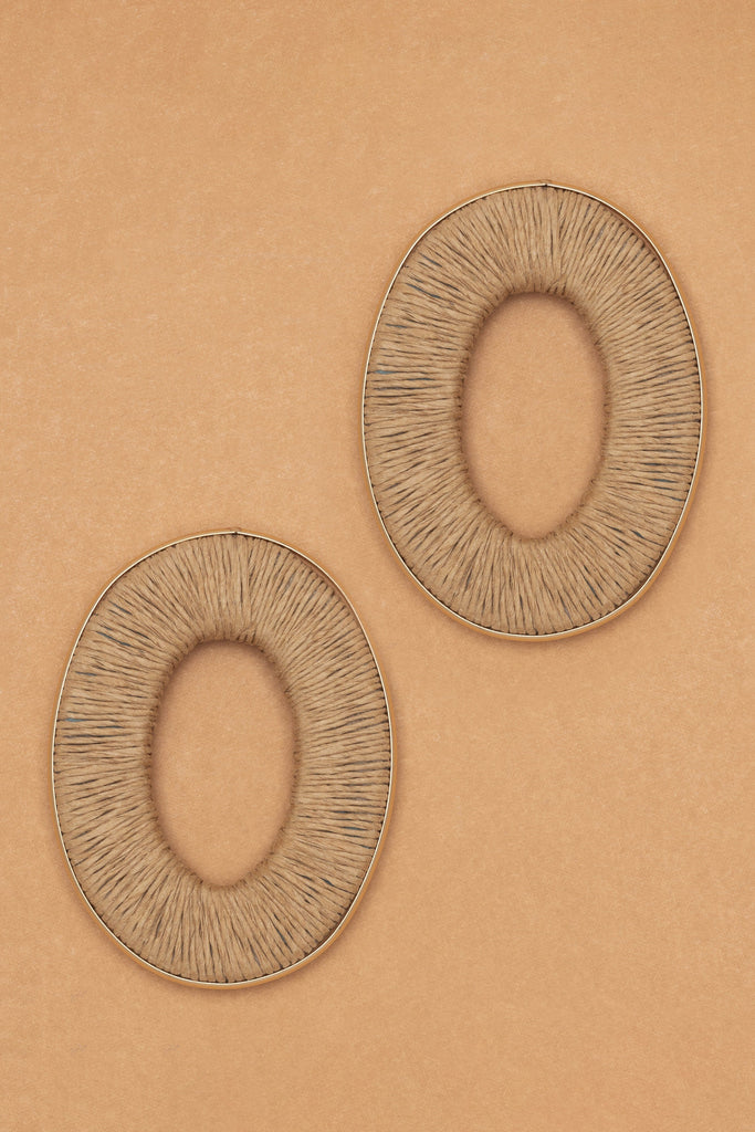 TAN TEXTURED HOLLOW OVAL EARRINGS - Nakamol