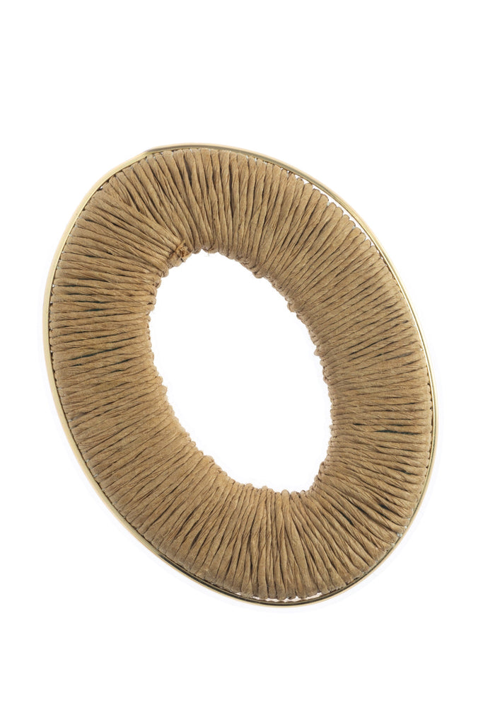 TAN TEXTURED HOLLOW OVAL EARRINGS - Nakamol