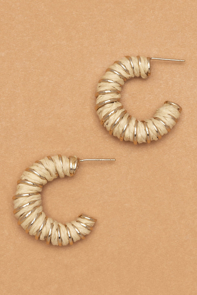 CREAM WRAPPED HOOP EARRINGS - Nakamol