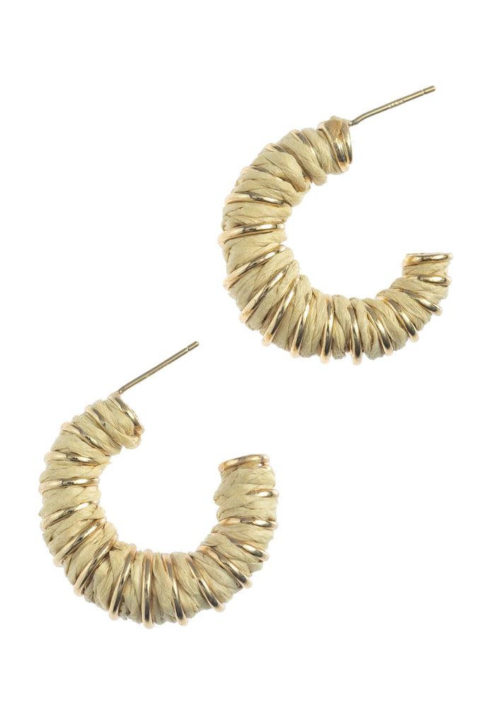 CREAM WRAPPED HOOP EARRINGS - Nakamol