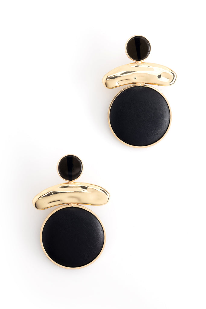 Black Gold Geometric Earrings - Nakamol