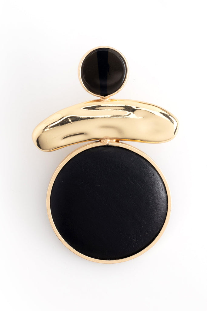 Black Gold Geometric Earrings - Nakamol