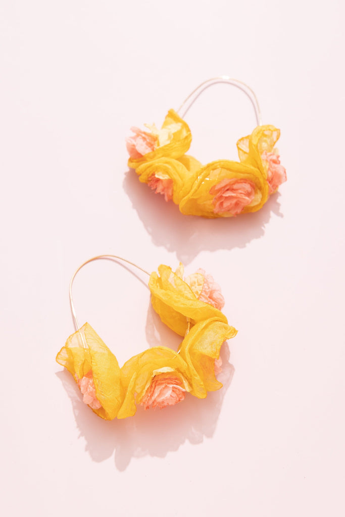 Pink and Yellow Floral Drop Earrings - Nakamol