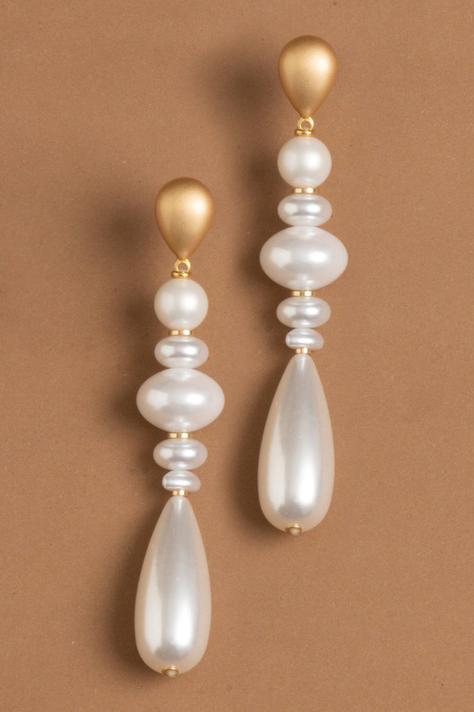 Pearly White Drop Earrings - Nakamol