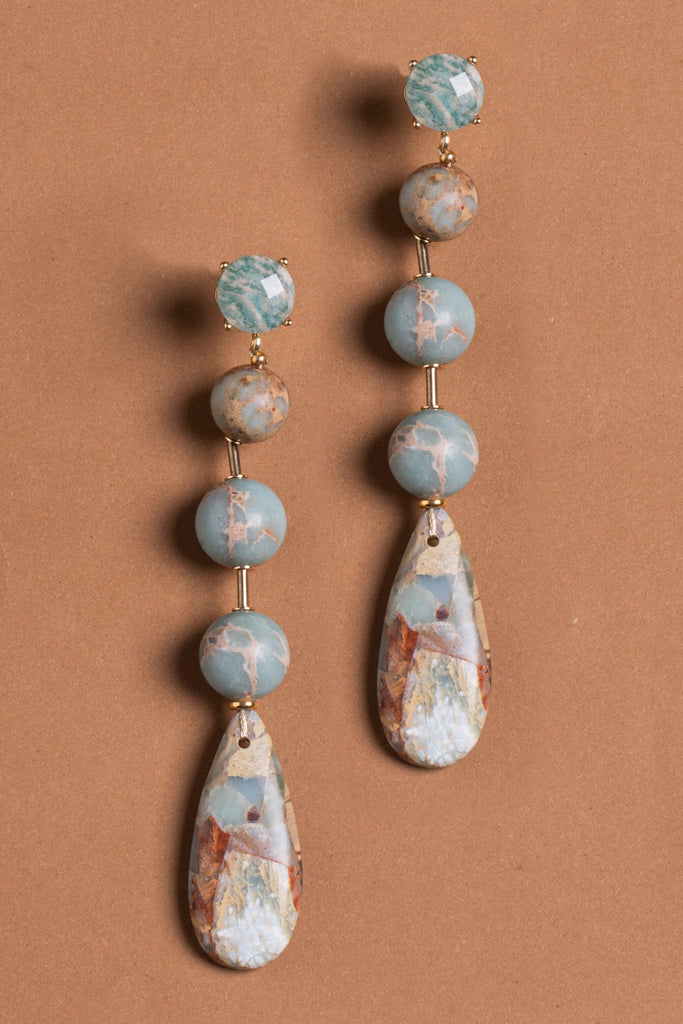 Single Strand Amazonite Drop Earrings - Nakamol