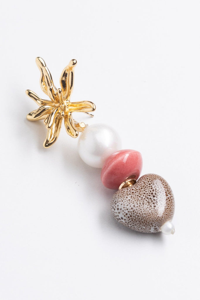 Grey White Gold Drop Earrings - Nakamol