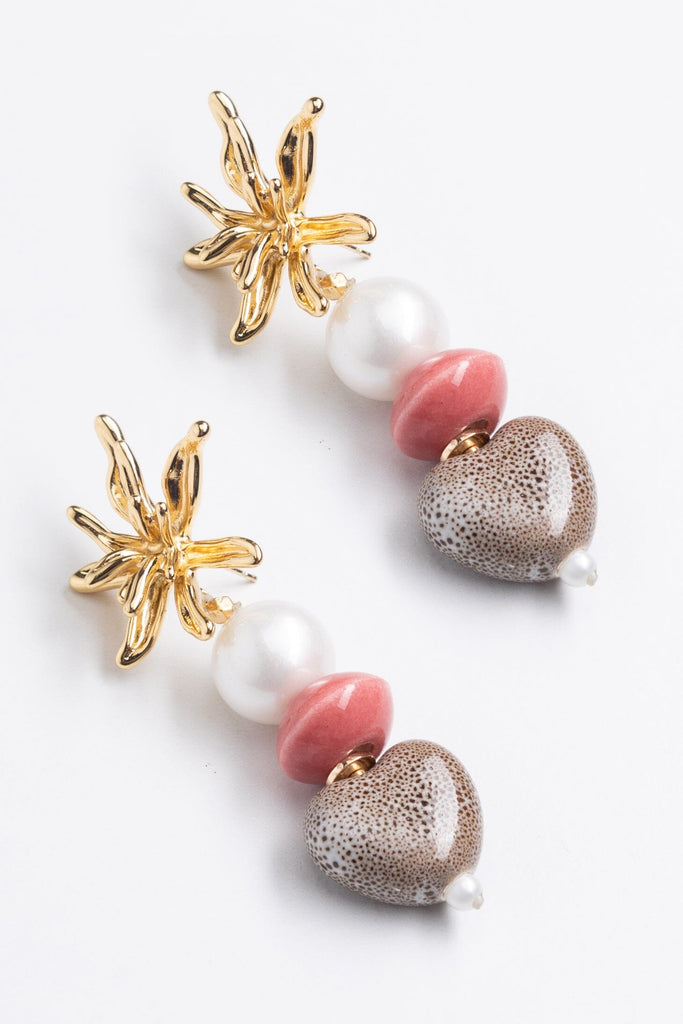 Grey White Gold Drop Earrings - Nakamol