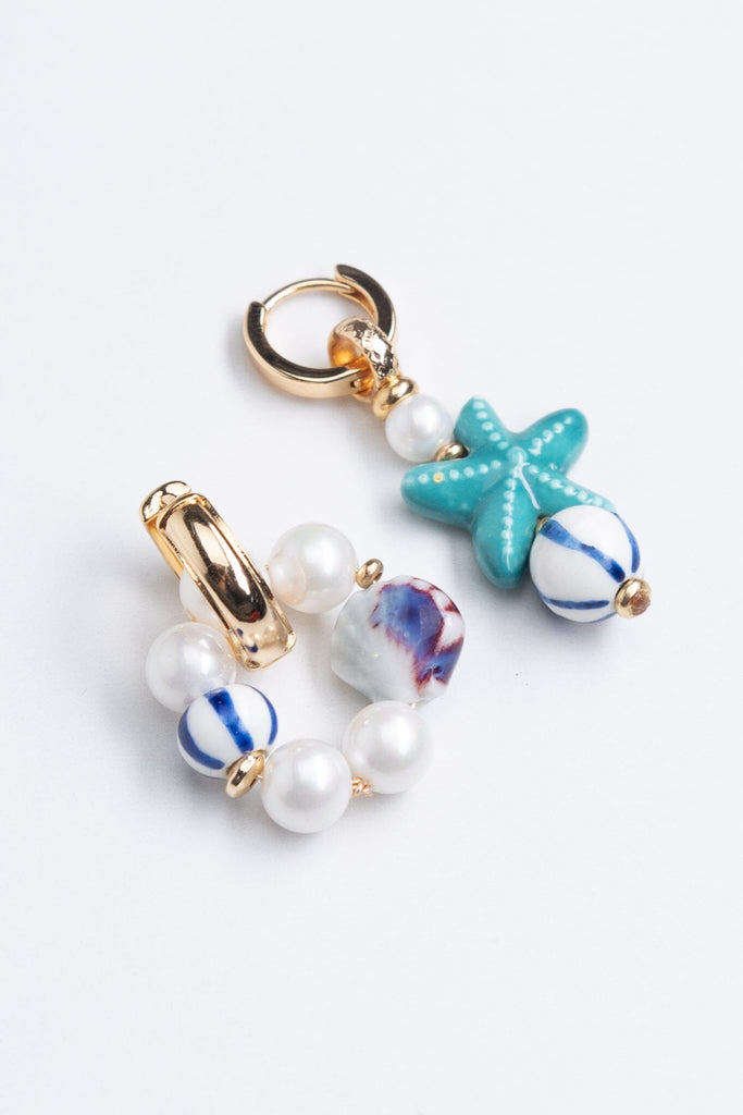 Teal Asymetrical Ocean Earrings - Nakamol