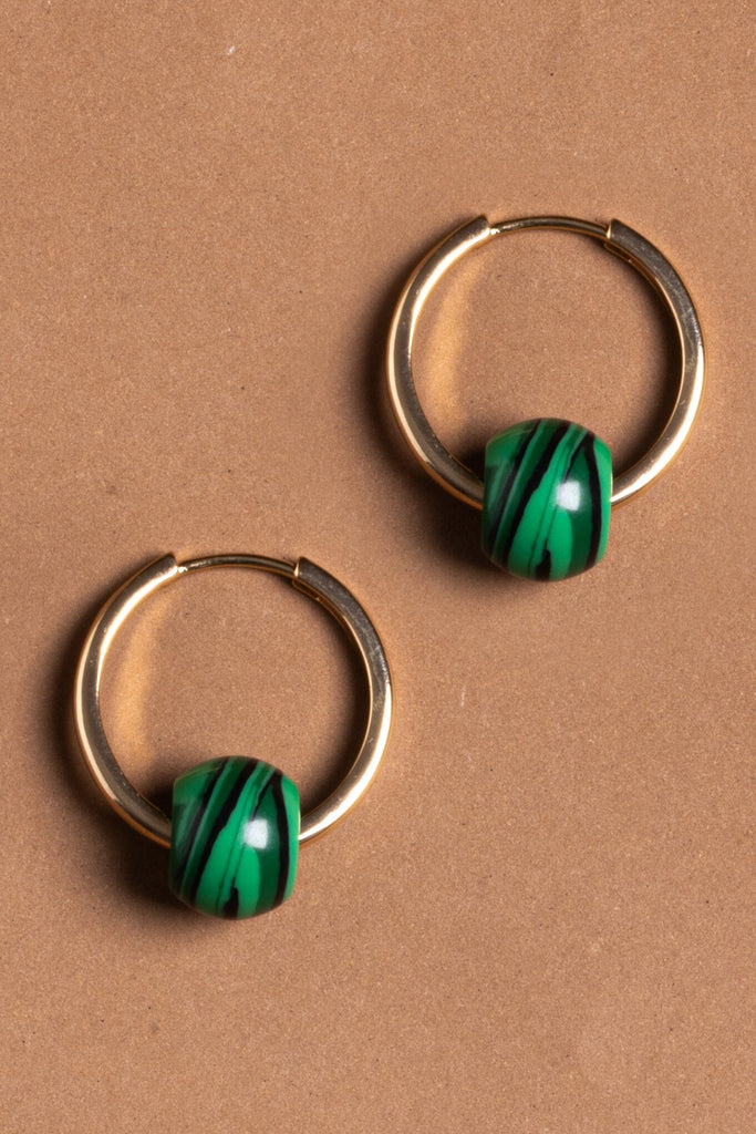 Cadmium Green Round Head Hoop Earrings - Nakamol