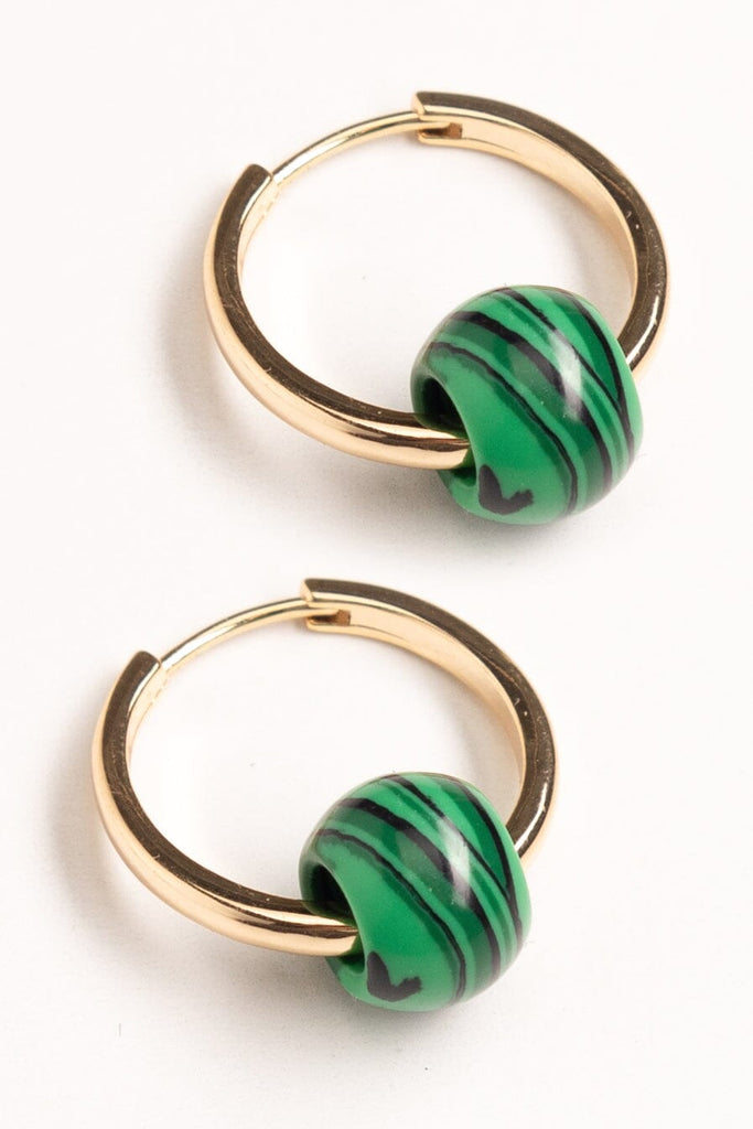 Cadmium Green Round Head Hoop Earrings - Nakamol
