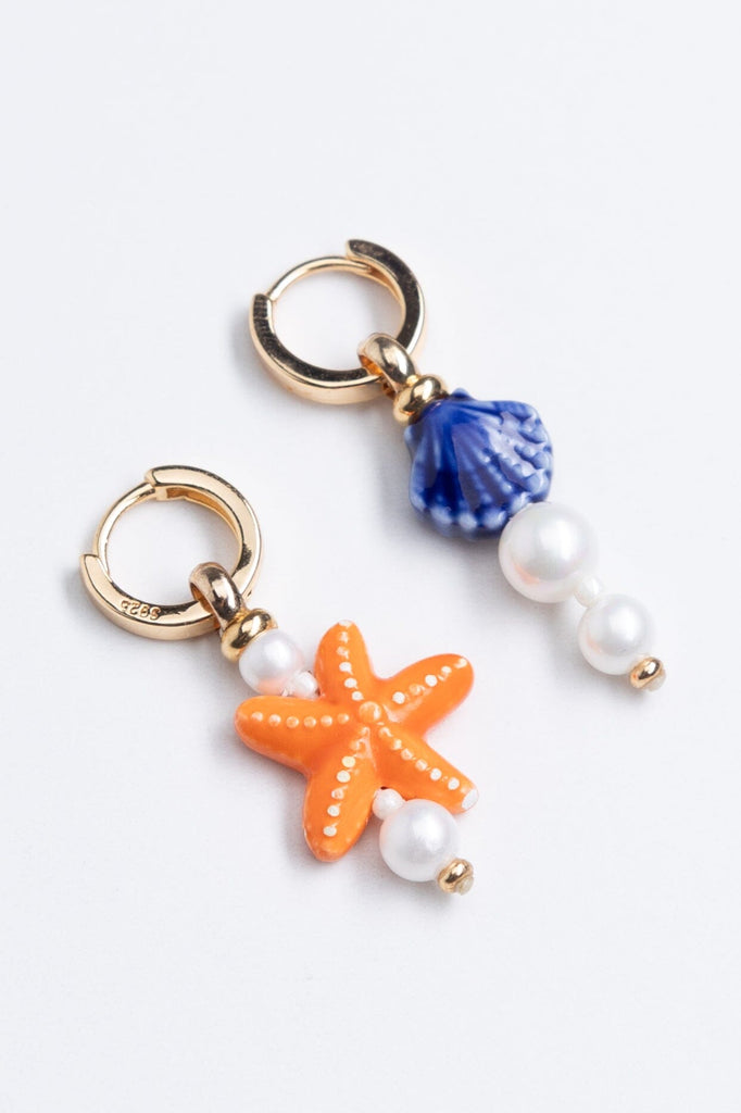 Orange Star Asymmetrical Summer Earrings - Nakamol