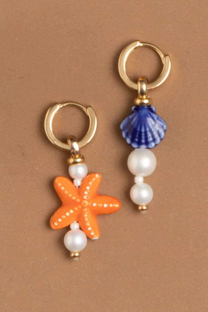 Orange Star Asymmetrical Summer Earrings - Nakamol
