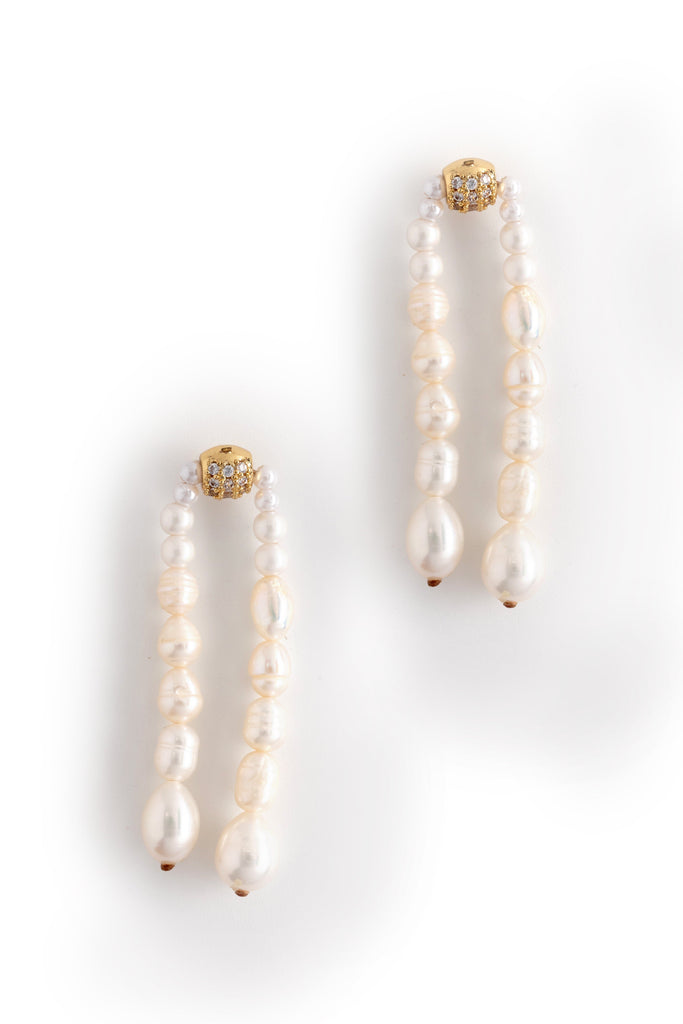 Double Pearl Strand Earrings - Nakamol
