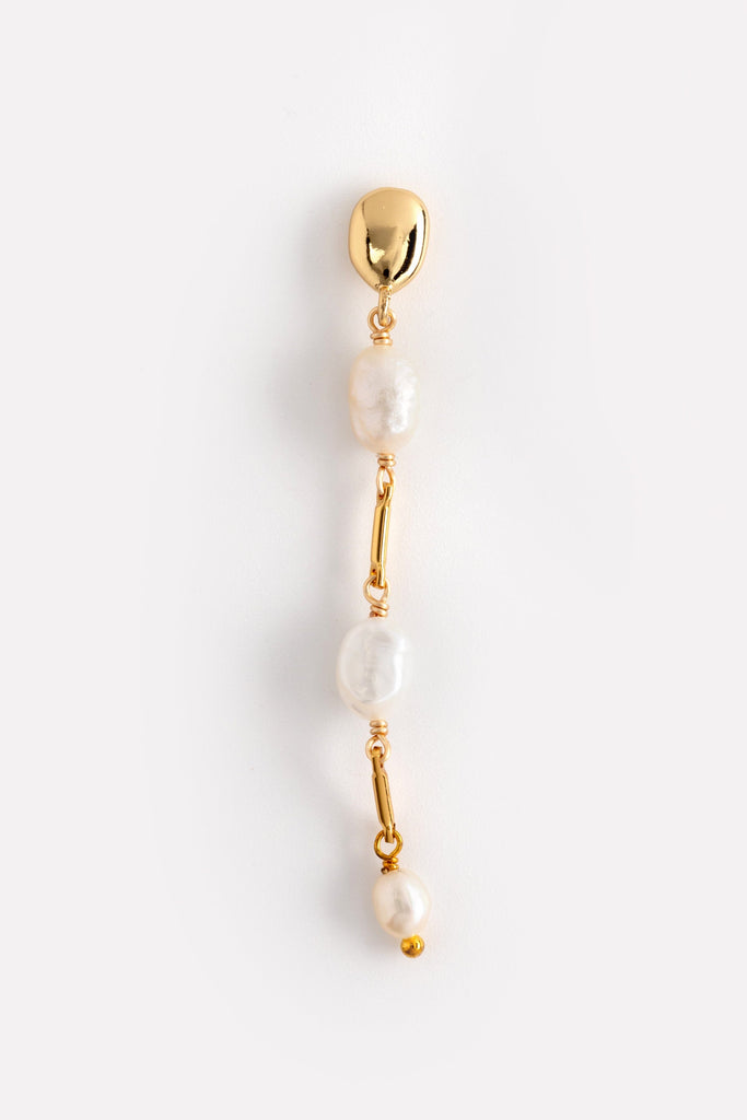 Triple Pearl Bead Long Drop Earrings - Nakamol