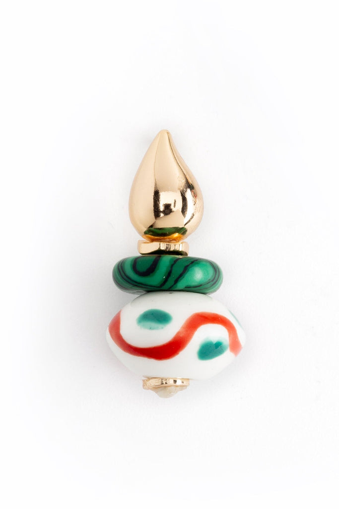 White Green Painted Stone Drop Earrings - Nakamol