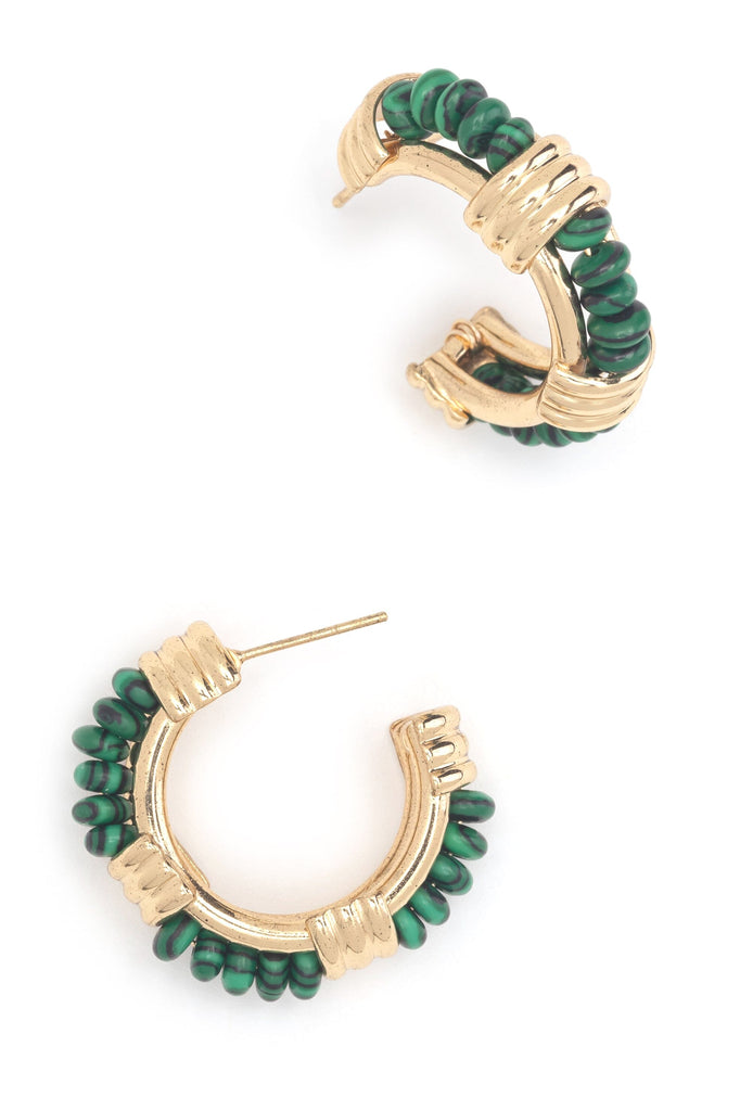 Malachite C Hoop Earrings - Nakamol