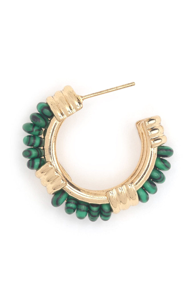 Malachite C Hoop Earrings - Nakamol