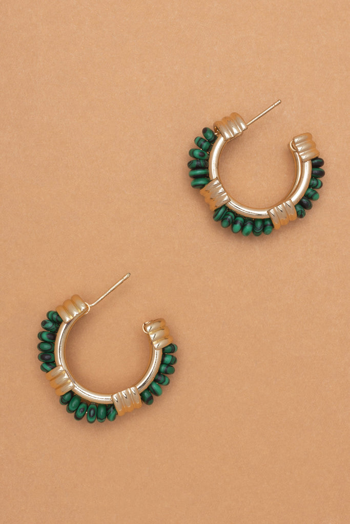 Malachite C Hoop Earrings - Nakamol