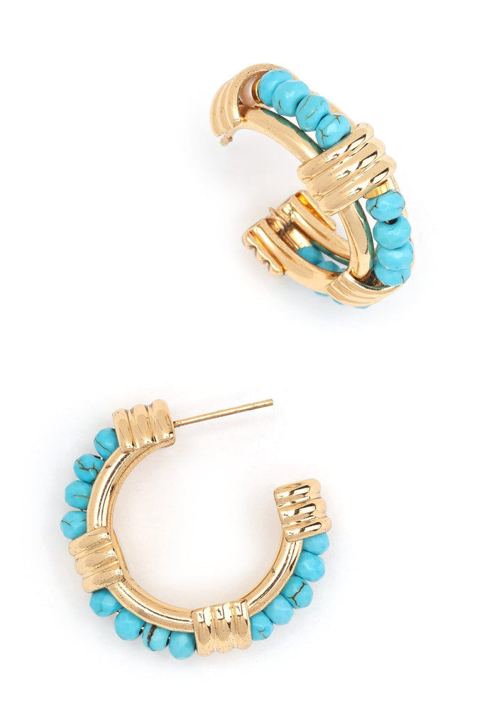 Turquoise C Hoop Earrings - Nakamol