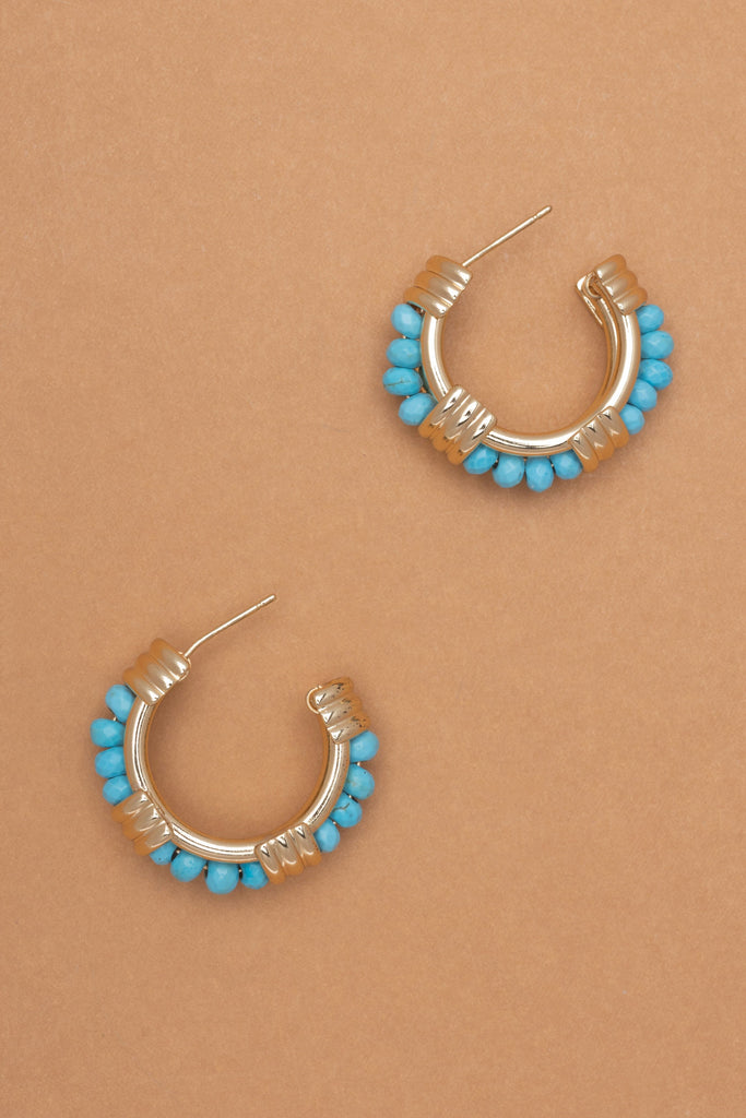 Turquoise C Hoop Earrings - Nakamol