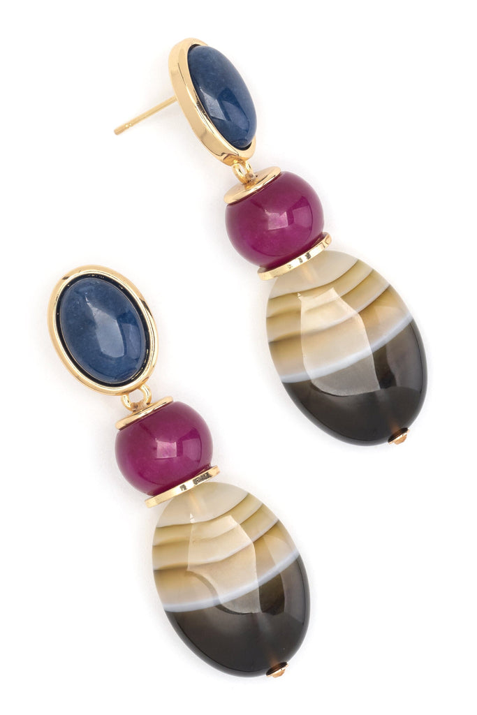 Purple Lunakite Stone Drop Earrings - Nakamol