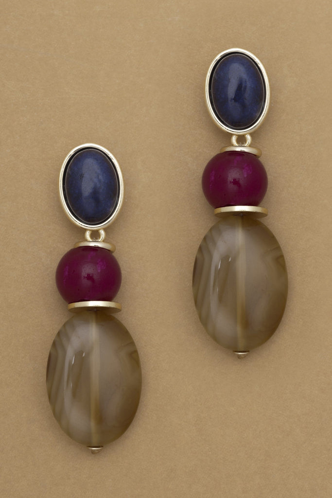Purple Lunakite Stone Drop Earrings - Nakamol