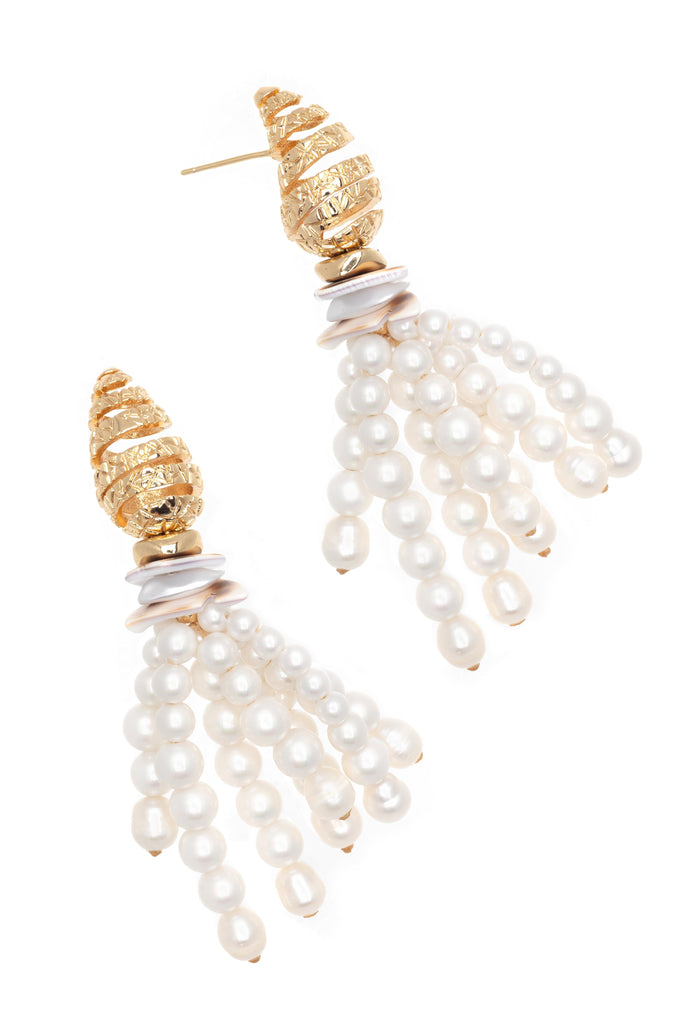 Pearl Fringe Conus Earrings - Nakamol