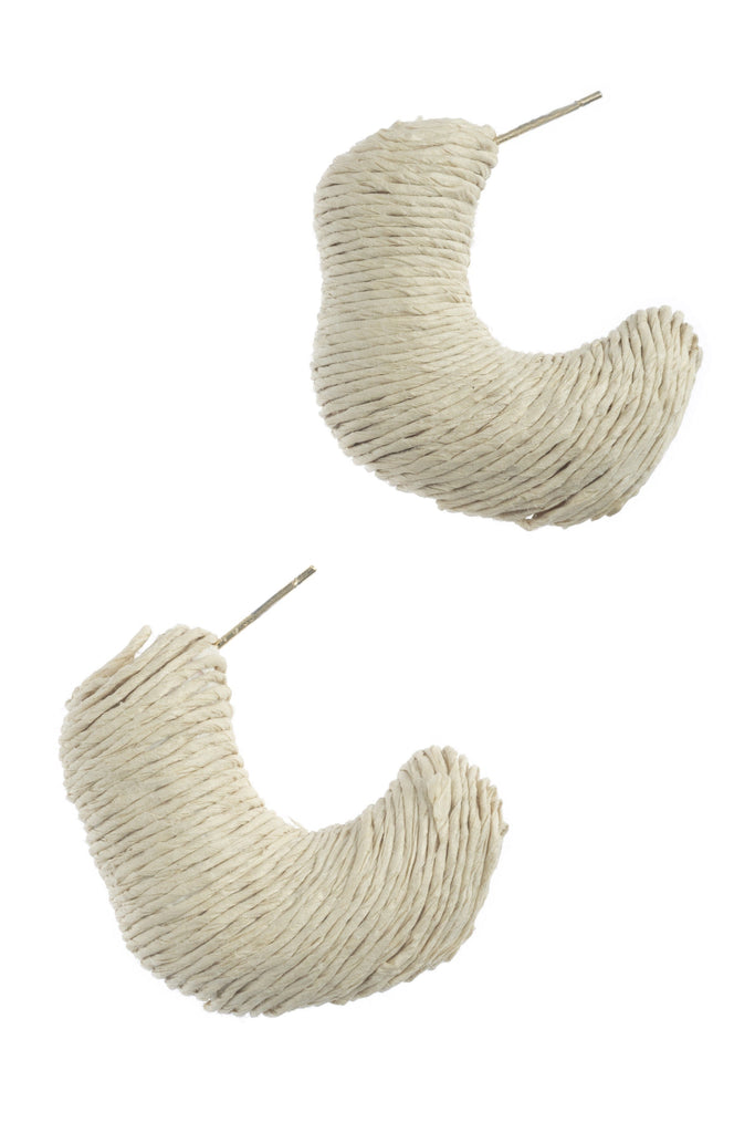 CREAM TEXTURED GEO EARRINGS - Nakamol