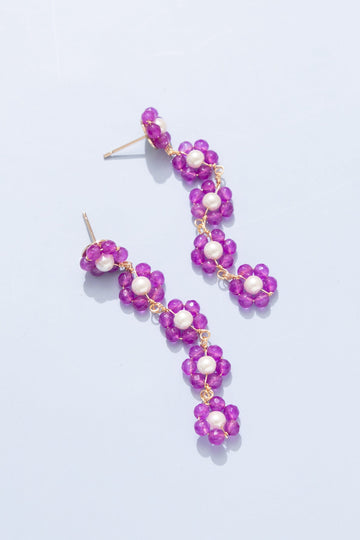 Purple Drop Flower Earrings - Nakamol